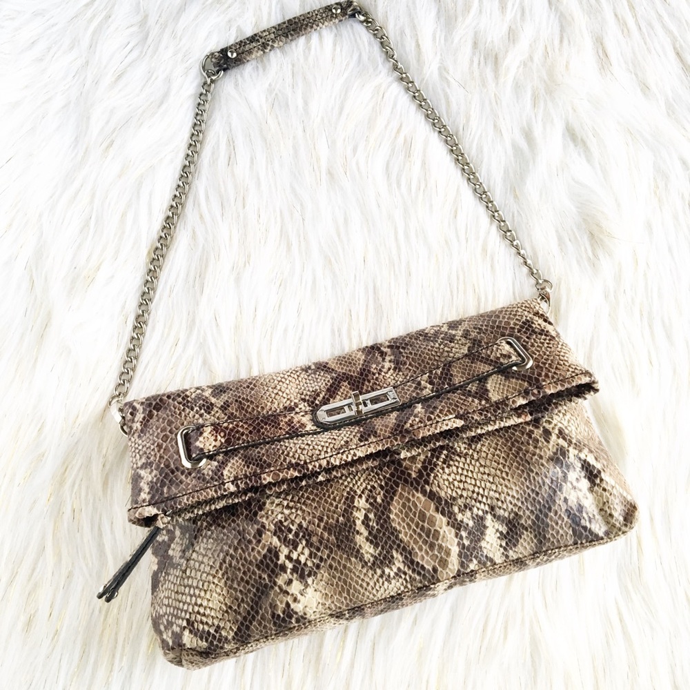 Nine West Brown Snake Print Shoulder Bag